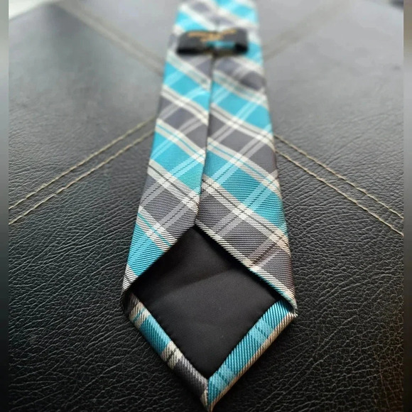 Blue Plaid Dockers Mens Tie - Picture 6 of 6